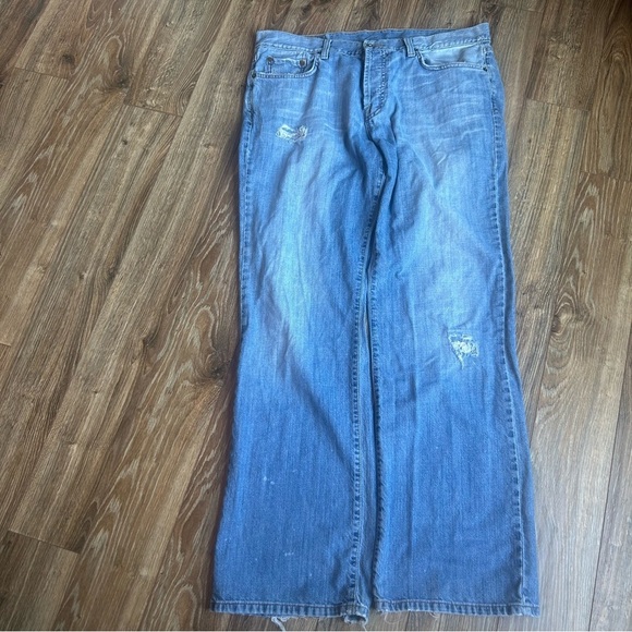 Vtg Lucky Brand Jeans Mens 36x32 Blue Slim Bootleg Buttonfly - Picture 4 of 10
